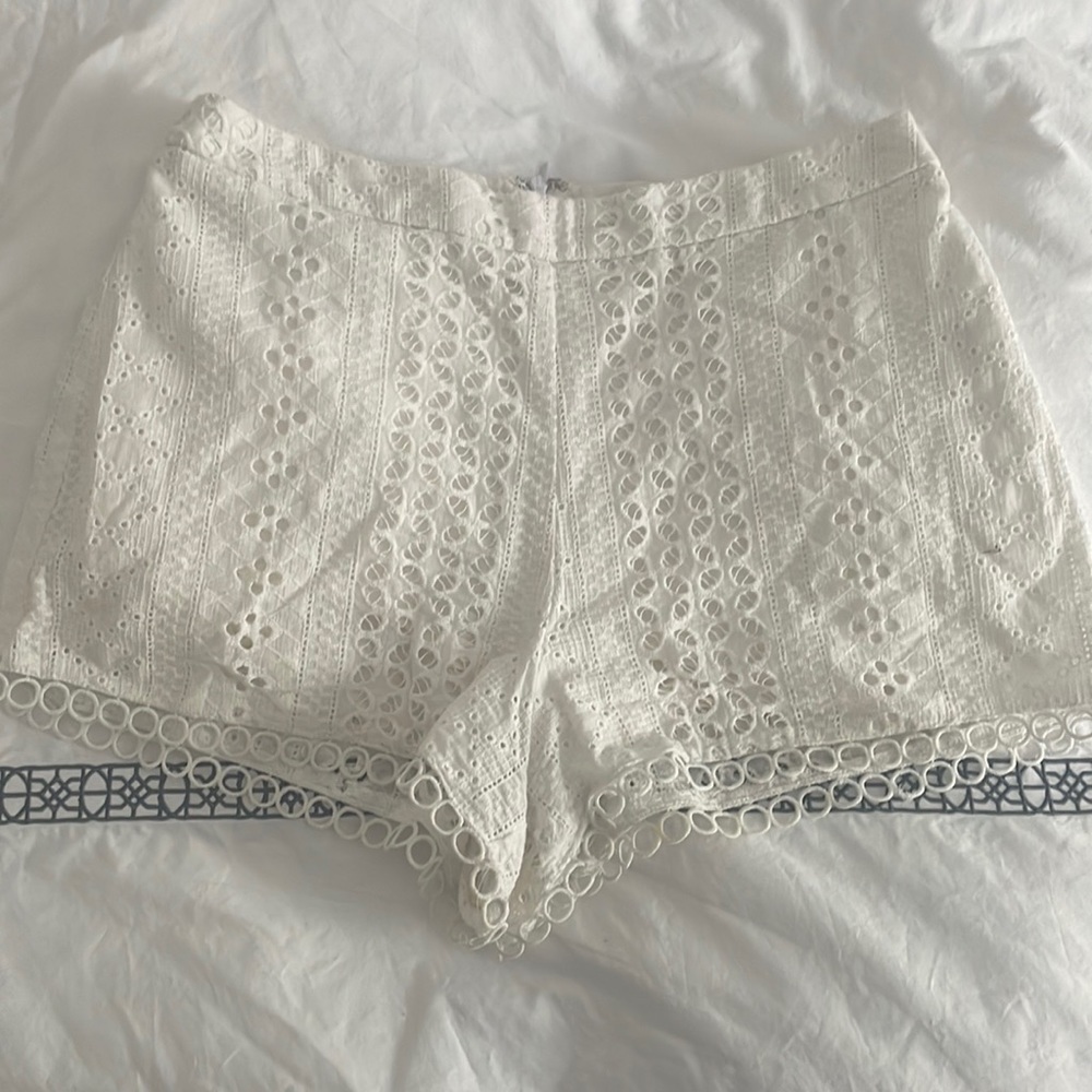 High waist white eyelet shorts